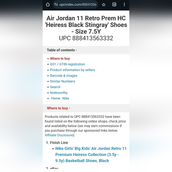 EUC Air Jordan 11 Retro Heiress Black Stingray GS 7.5 Youth No Box Black Glitter - Picture 13 of 14